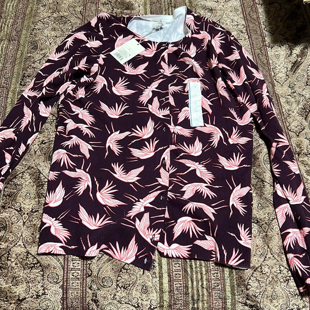 Stylish bird print cardigan